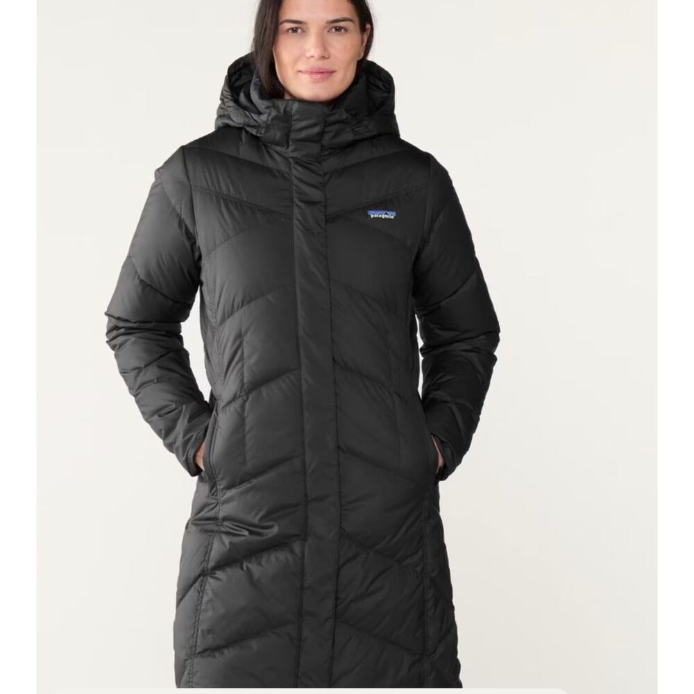 Patagonia Down With It Down Parka Black Long Puffer Coat Women's XS/S